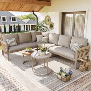 Salon de jardin bas 5-6 places Beige