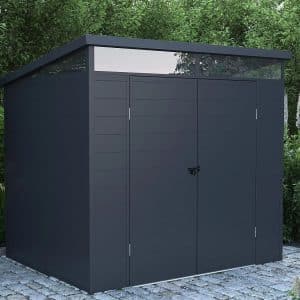Abri de jardin en résine gris anthracite avec plancher