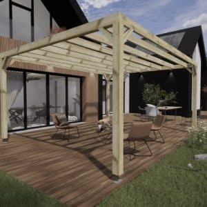 Pergola adossée Vert en Bois 20.16 m²
