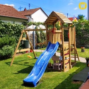 Aire de jeux bois Wickey MultiFlyer HD avec toboggan et double balançoire